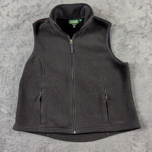 L.L. Bean Women's Polartec Soft Fleece Solid Black Full Zip Vest Sz Large